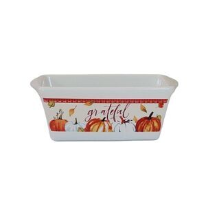 Royal Norfork Grateful Harvest Pumpkin Patterned Ceramic Mini Loaf Pan